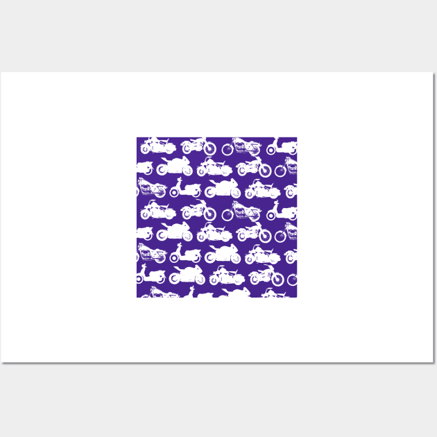 Motorcycle Collection Purple Background Wall Art by DesignMore21